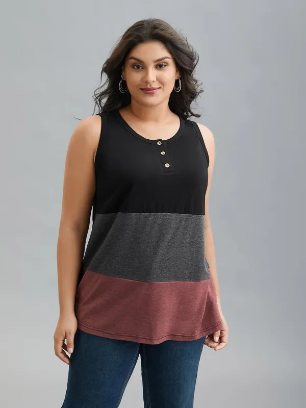 Color Block Round Neck Fitted Vest sold by Bloomchic