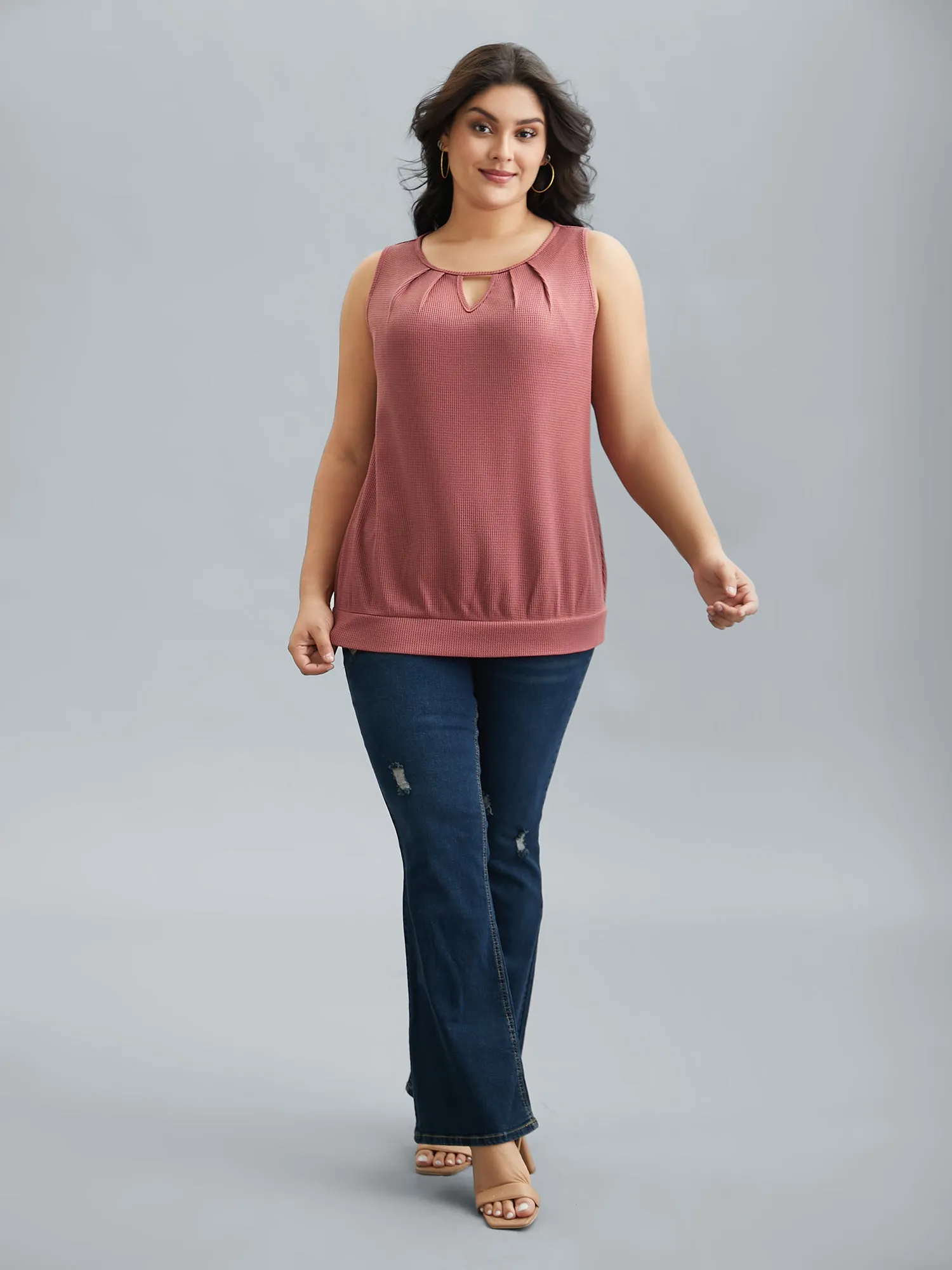 Neck Cut-Out Textured Stretchy Vest sold by Bloomchic product image thumbnail 5