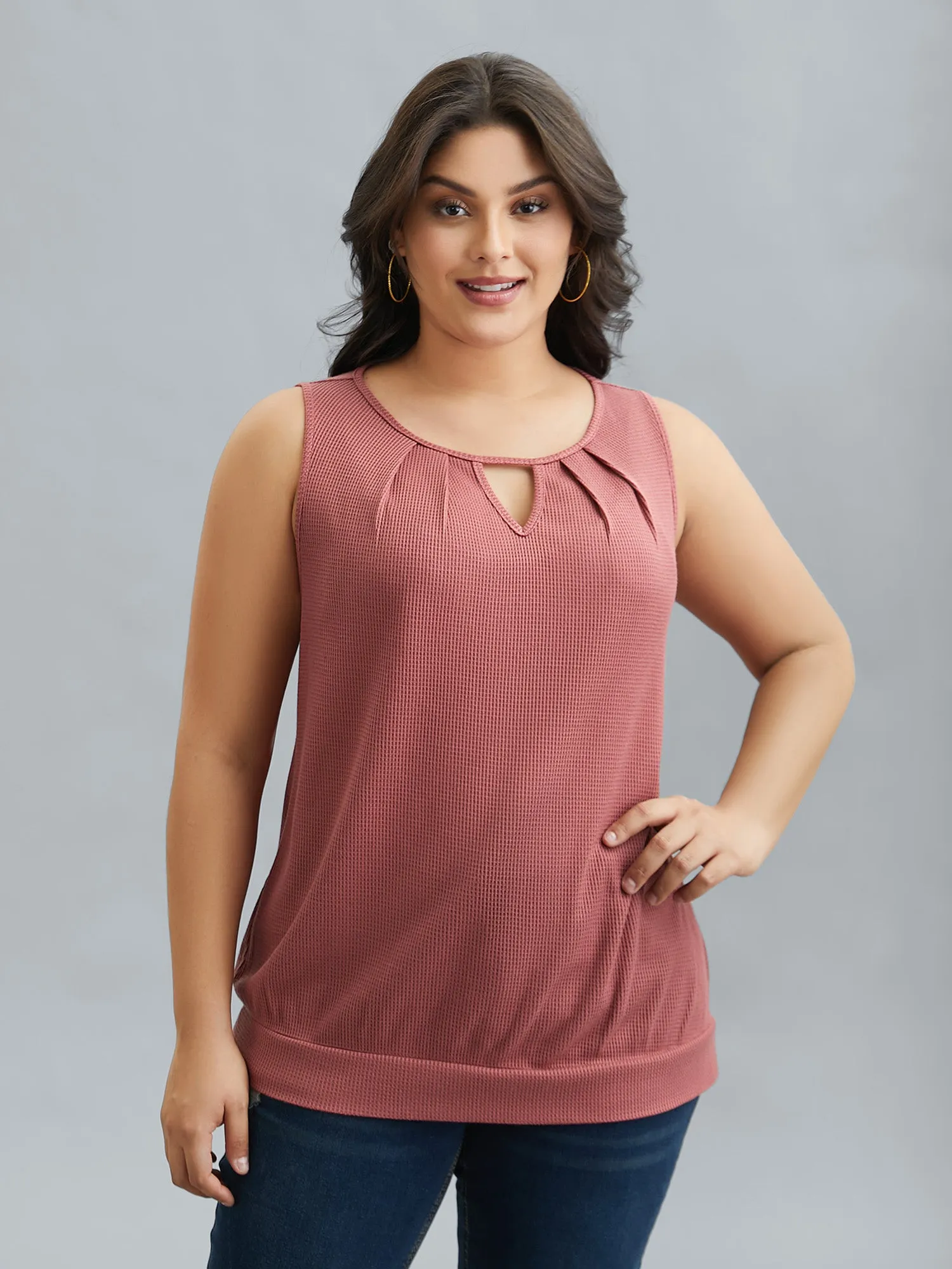 Neck Cut-Out Textured Stretchy Vest sold by Bloomchic product image thumbnail 2