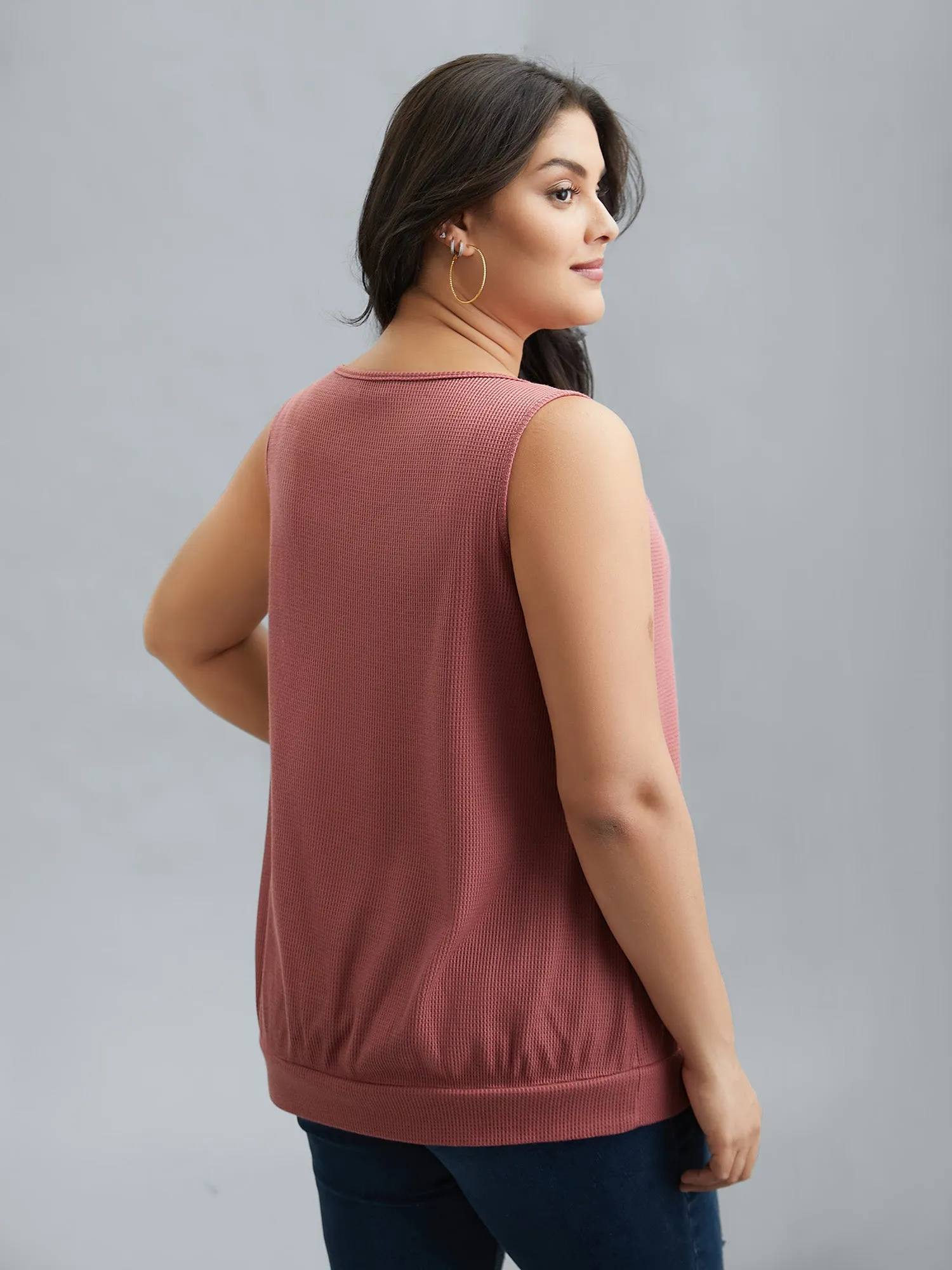 Neck Cut-Out Textured Stretchy Vest sold by Bloomchic product image thumbnail 3