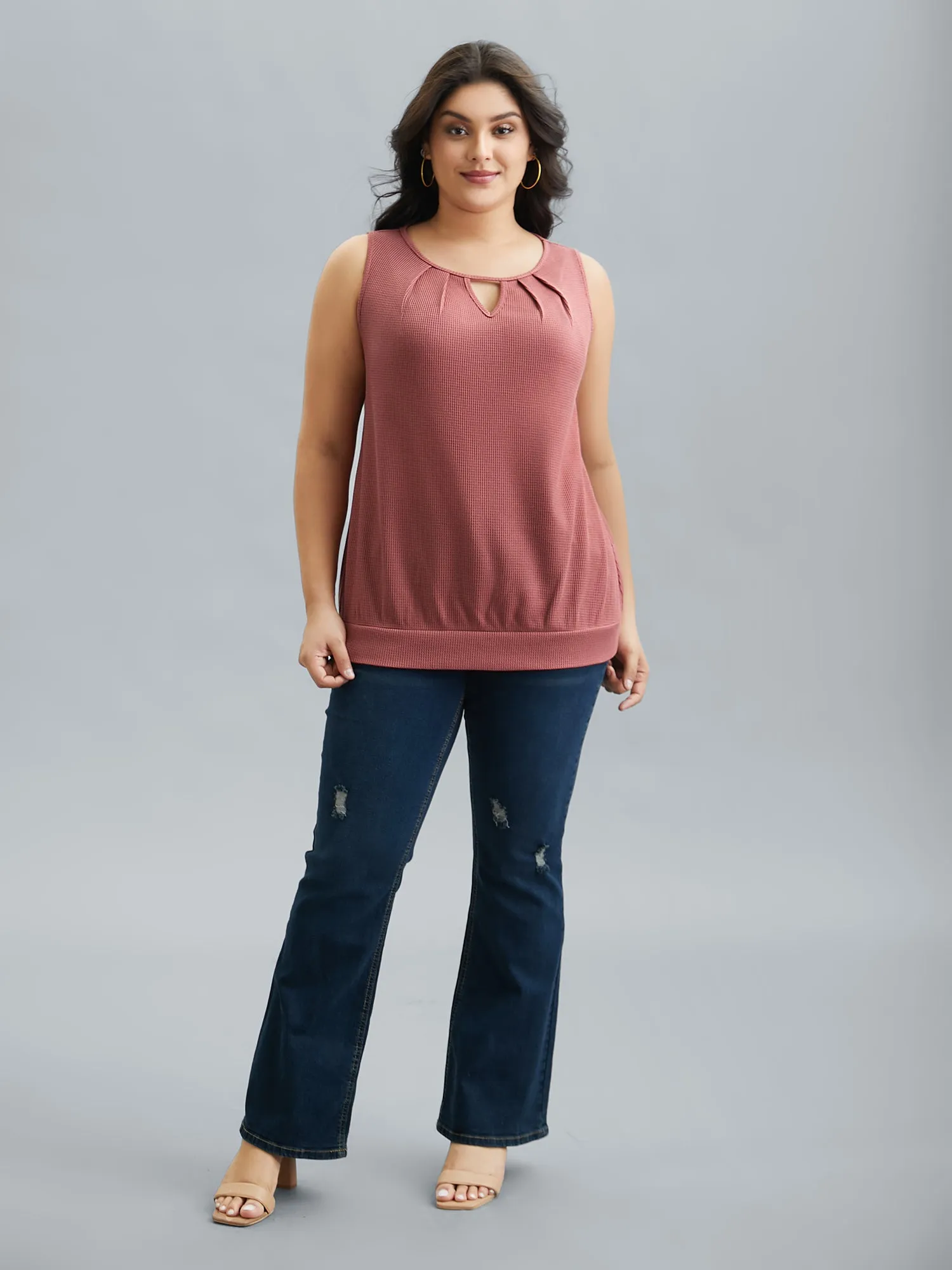 Neck Cut-Out Textured Stretchy Vest sold by Bloomchic product image thumbnail 4