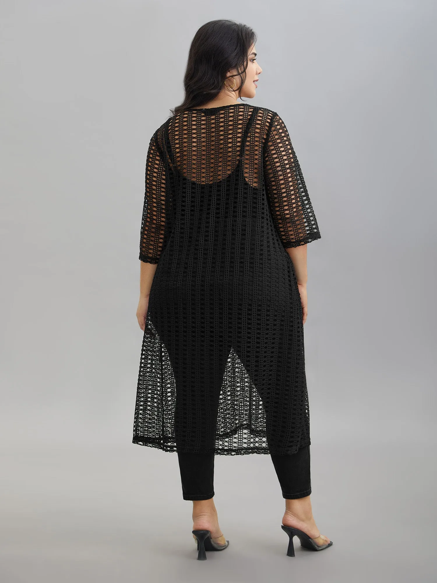 Textured Sheer Round Neck Midi Dress sold by Bloomchic product image thumbnail 4