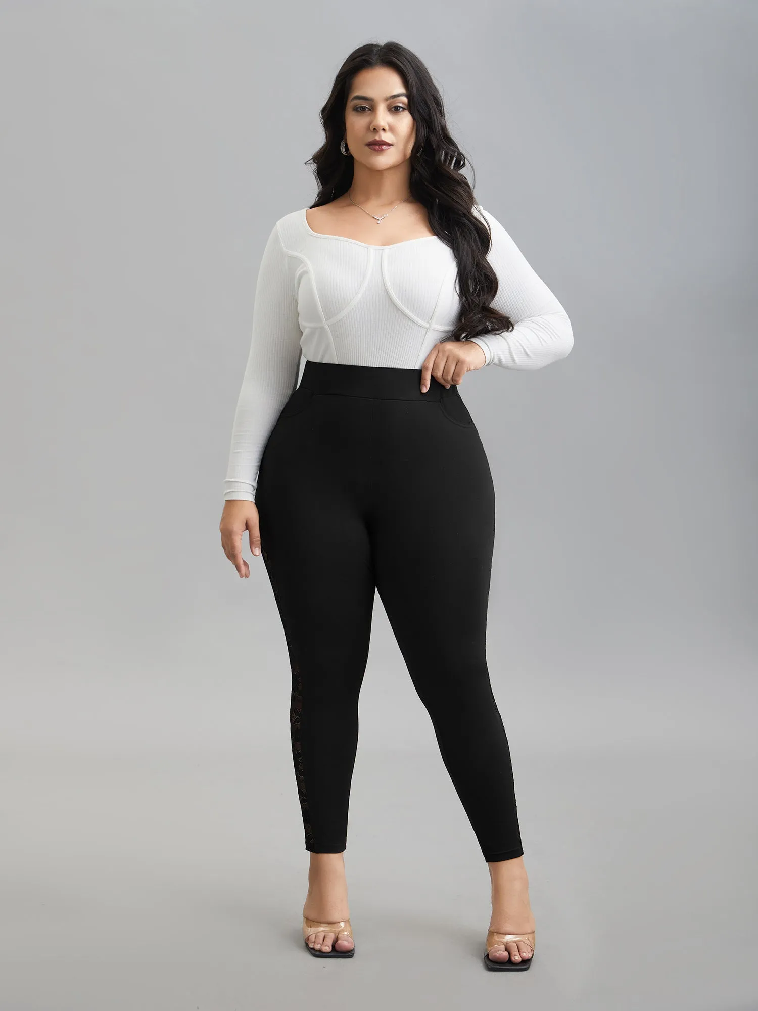 Lace Mid-Rise Tight Pants sold by Bloomchic product image thumbnail 2
