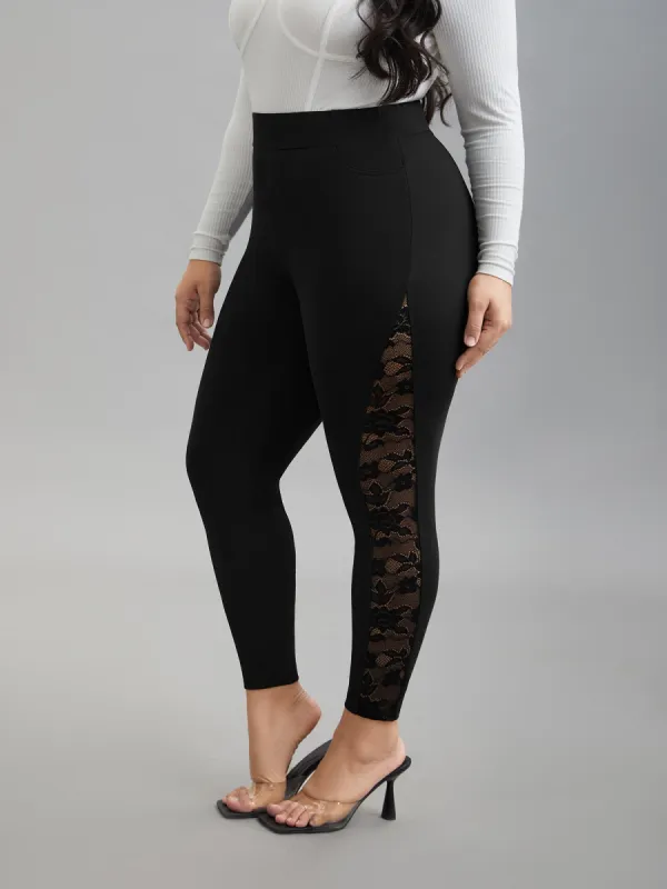 Lace Mid-Rise Tight Pants sold by Bloomchic
