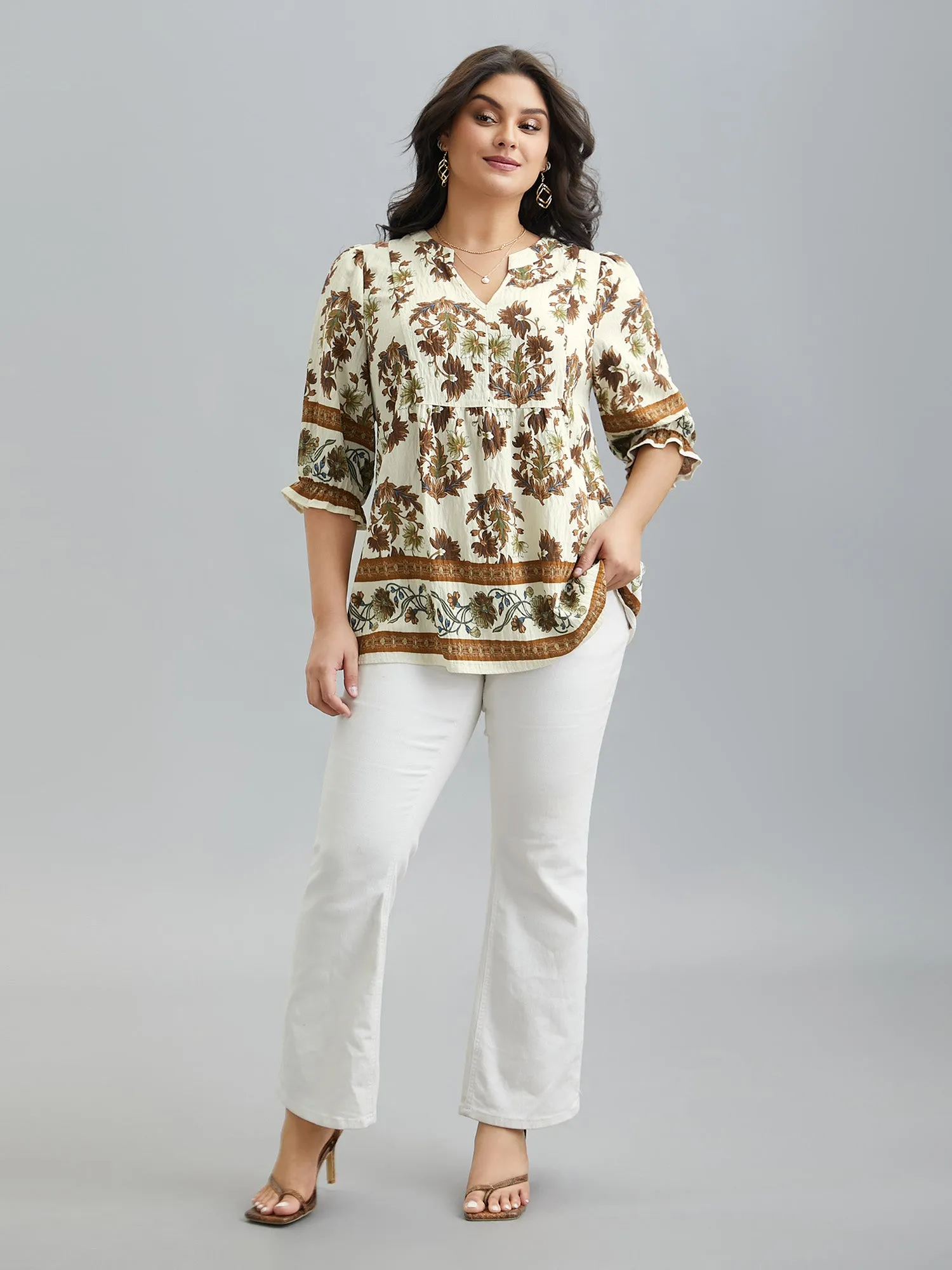 Floral Print Notched Collar Shirt sold by Bloomchic product image thumbnail 2
