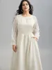 Stretchy-Waist Pockets Plain Textured Midi Dress sold by Bloomchic
