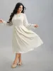 Stretchy-Waist Pockets Plain Textured Midi Dress sold by Bloomchic