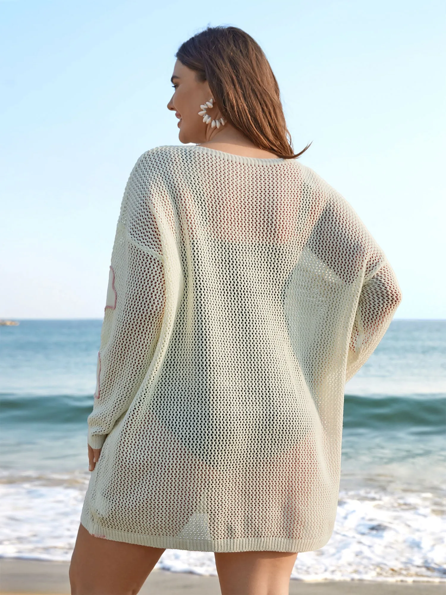 Floral Pattern Cut-Out Round Neck Swim Cover-Up sold by Bloomchic product image thumbnail 2