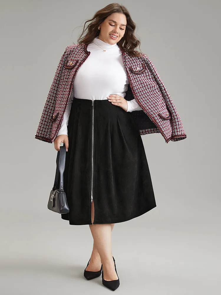 Suedette Plain Texture Pocket A-line Skirt sold by Bloomchic product image thumbnail 3