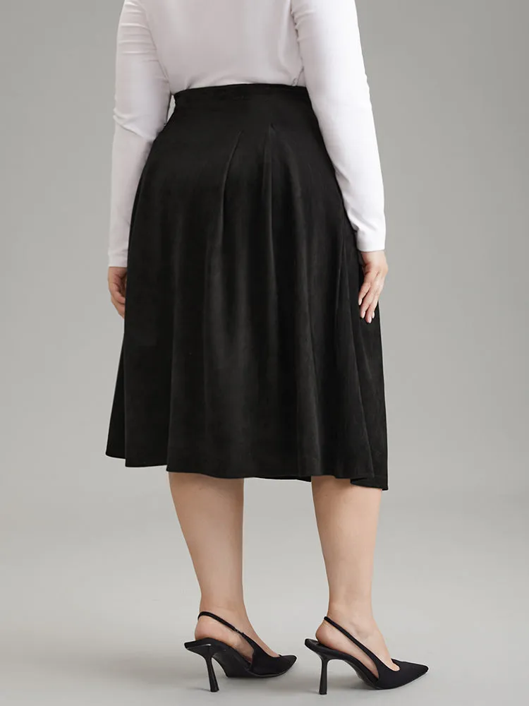 Suedette Plain Texture Pocket A-line Skirt sold by Bloomchic product image thumbnail 2