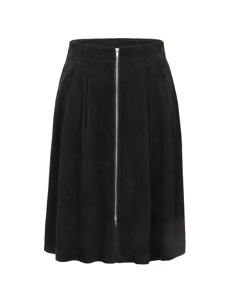 Suedette Plain Texture Pocket A-line Skirt sold by Bloomchic product image thumbnail 5
