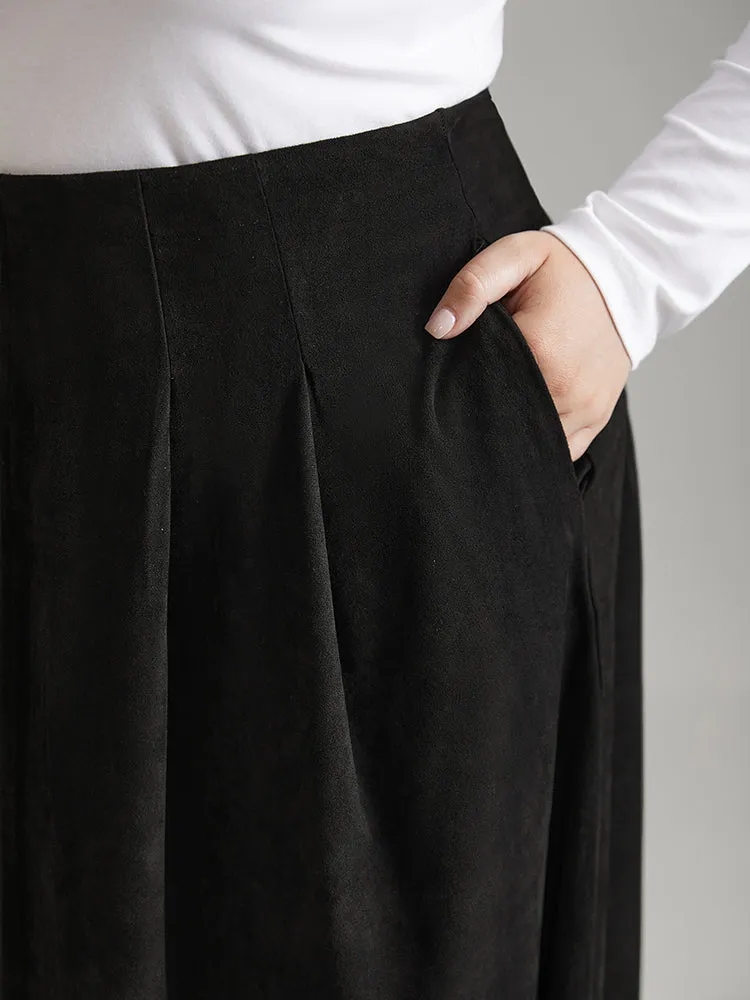 Suedette Plain Texture Pocket A-line Skirt sold by Bloomchic product image thumbnail 4