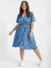 Ditsy Floral Ruffles Elastic Waist Wrap Dress sold by Bloomchic
