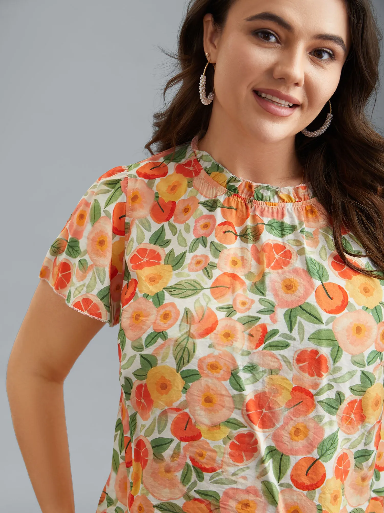 Vacation Print Ruffled Fitted Shirt sold by Bloomchic product image thumbnail 3