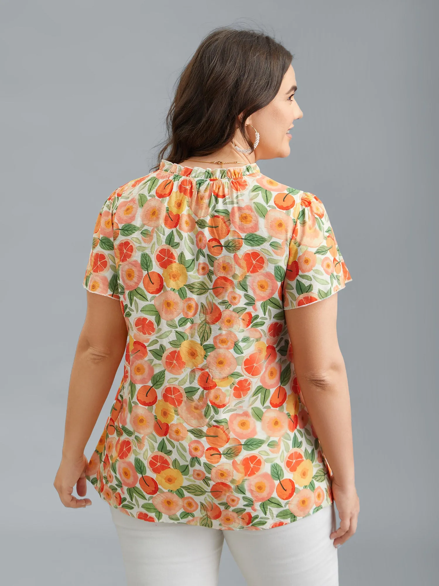 Vacation Print Ruffled Fitted Shirt sold by Bloomchic product image thumbnail 5