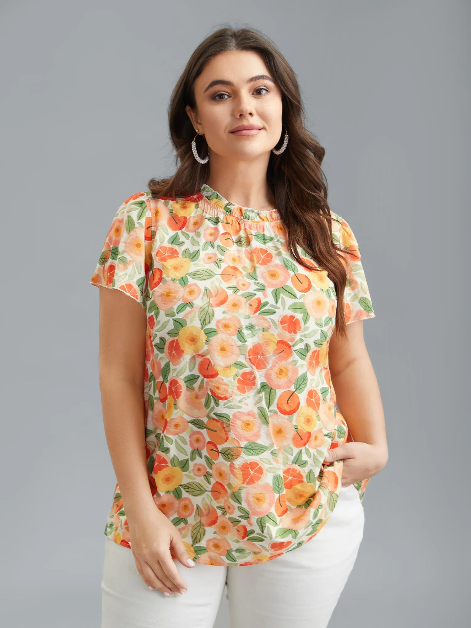 Vacation Print Ruffled Fitted Shirt sold by Bloomchic product image thumbnail 4
