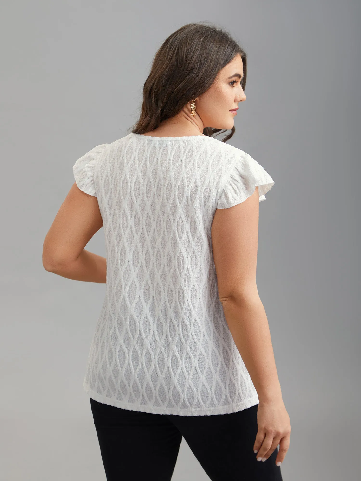 Textured Flutter Sleeve V-Neck Top sold by Bloomchic product image thumbnail 5