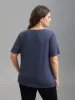 Side Buttons Round Neck Fitted T-Shirt sold by Bloomchic