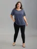 Side Buttons Round Neck Fitted T-Shirt sold by Bloomchic