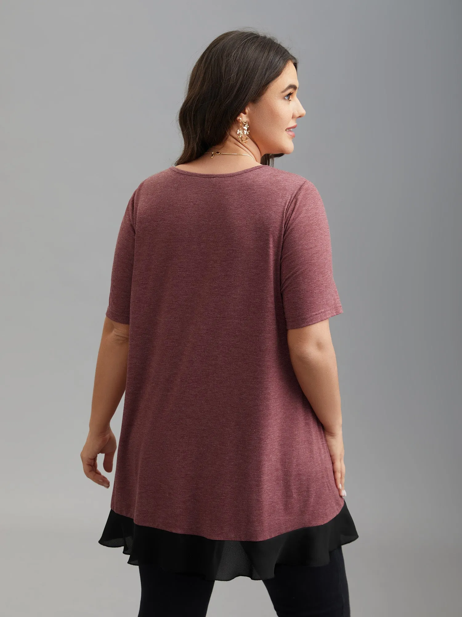 Color Contrast Overlap Hem Flared Top sold by Bloomchic product image thumbnail 5