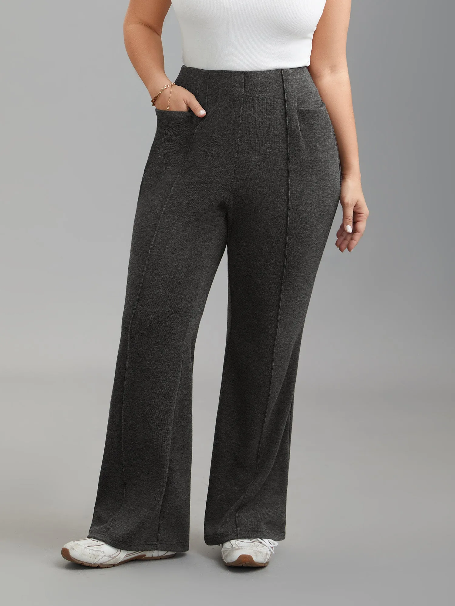 Heather Midi-Rise Bootcut Pants sold by Bloomchic product image thumbnail 4