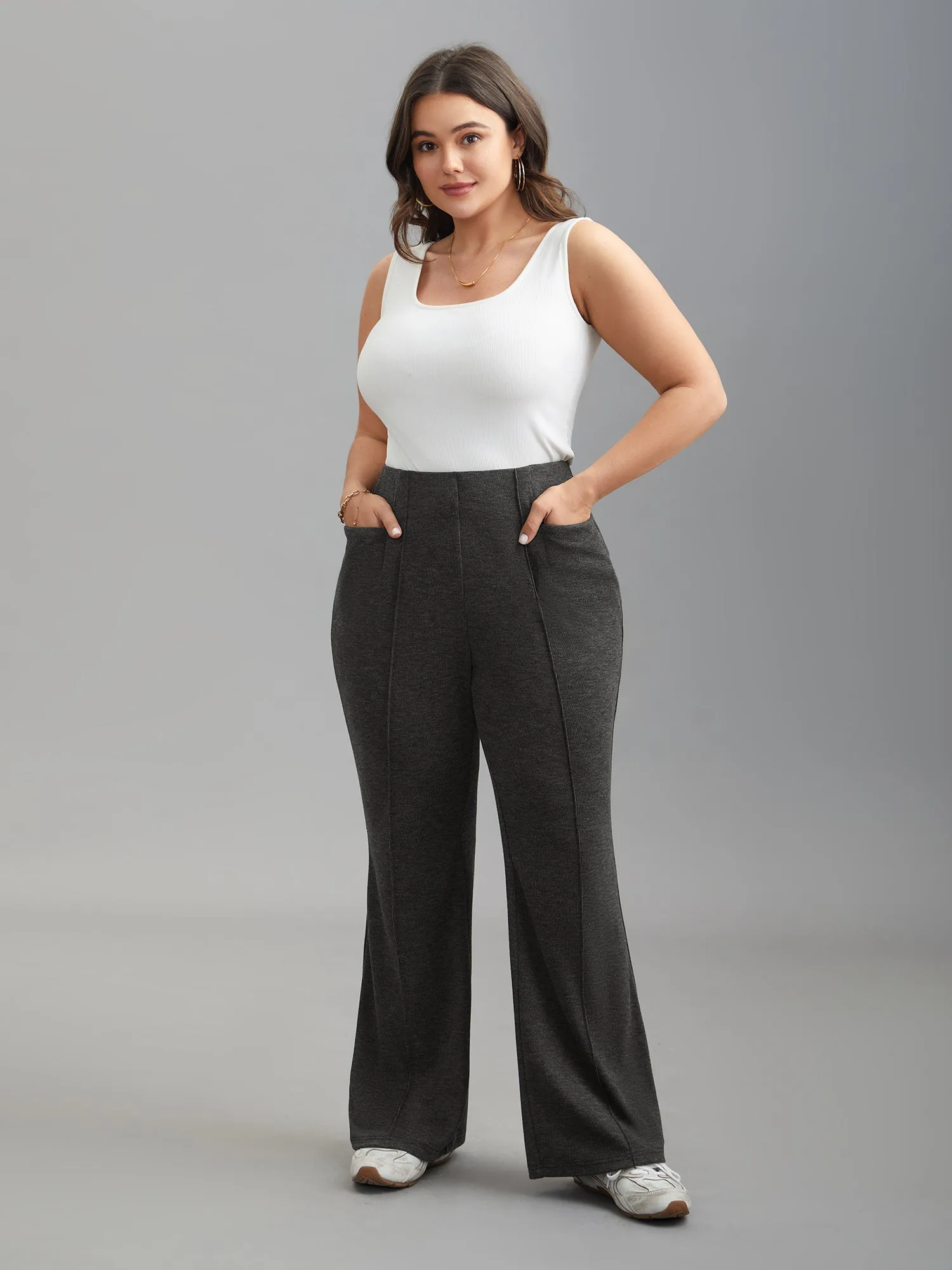 Heather Midi-Rise Bootcut Pants sold by Bloomchic product image thumbnail 2