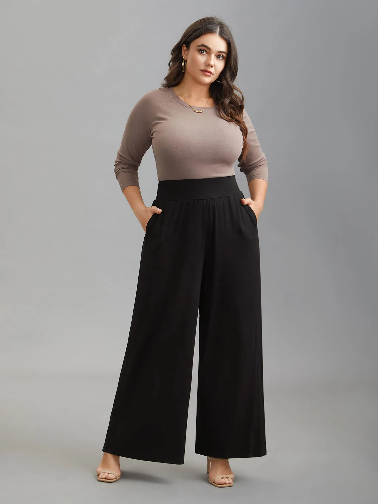 Stretchy Waist Straight-Leg Pants sold by Bloomchic product image thumbnail 2