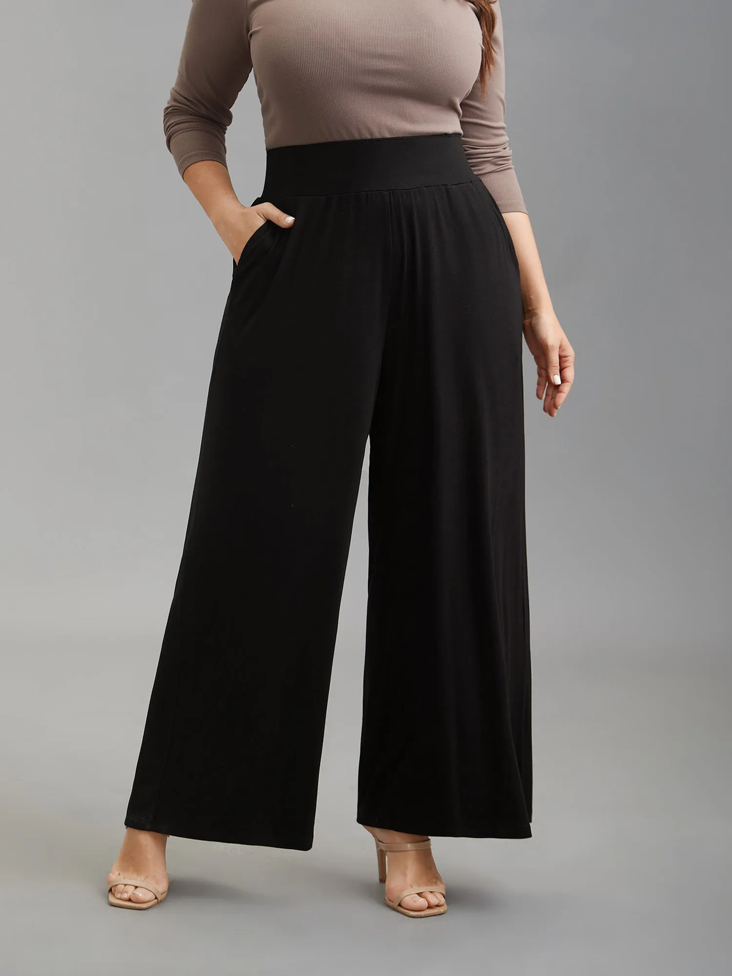 Stretchy Waist Straight-Leg Pants sold by Bloomchic