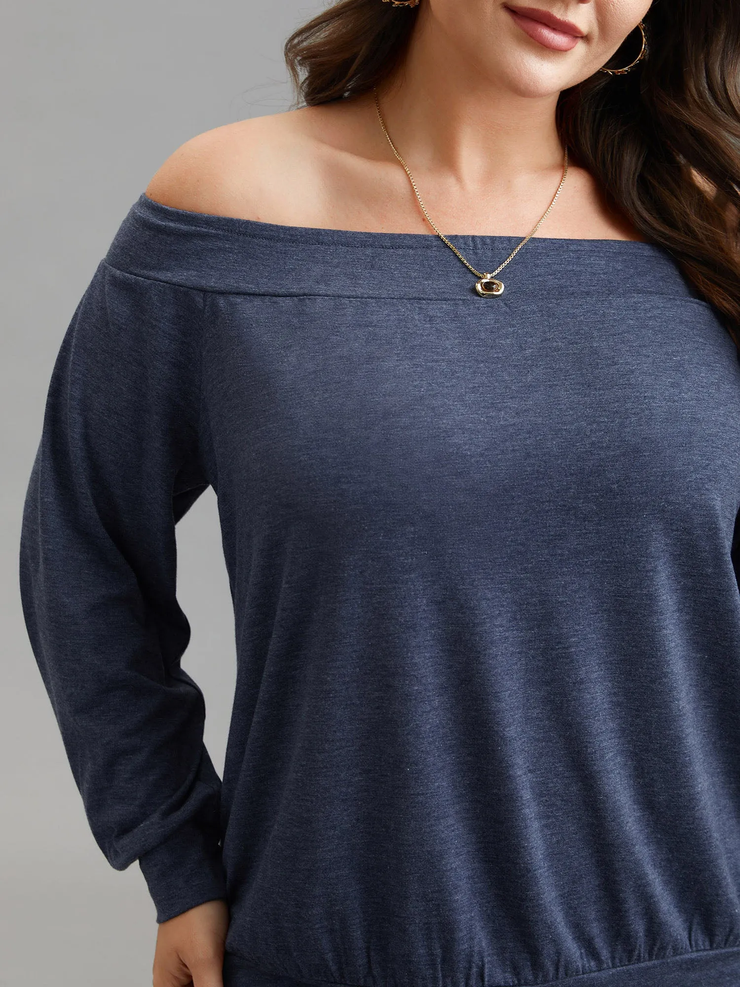 Off-Shoulder Heather Knit Top sold by Bloomchic product image thumbnail 5