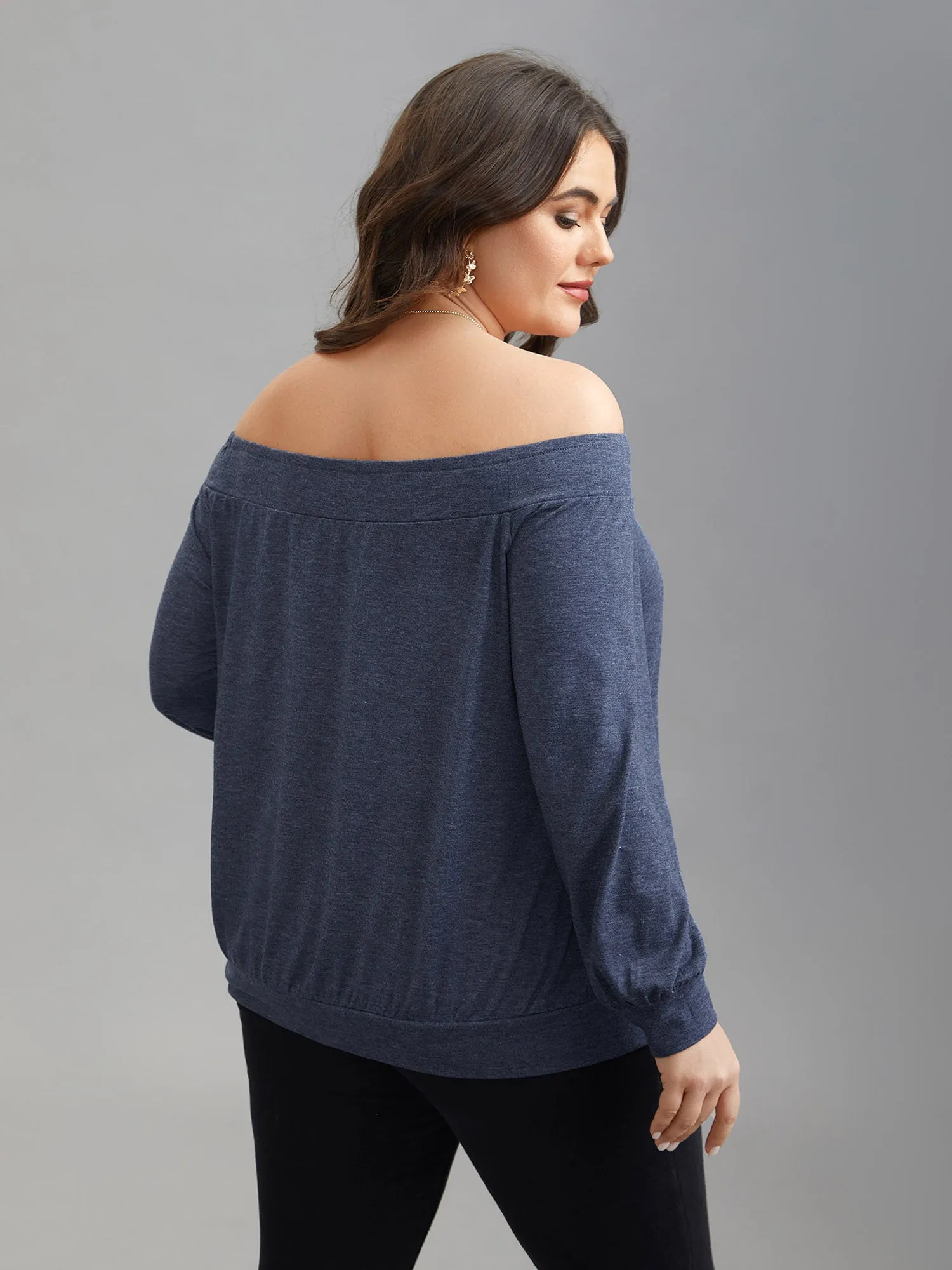 Off-Shoulder Heather Knit Top sold by Bloomchic product image thumbnail 3