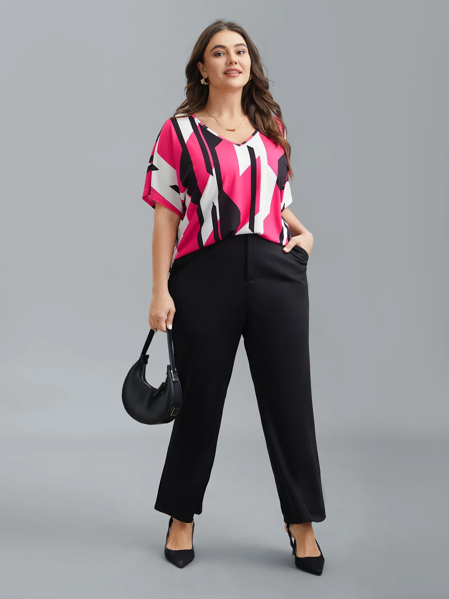 Abstract Print V-Neck T-Shirt sold by Bloomchic product image thumbnail 3