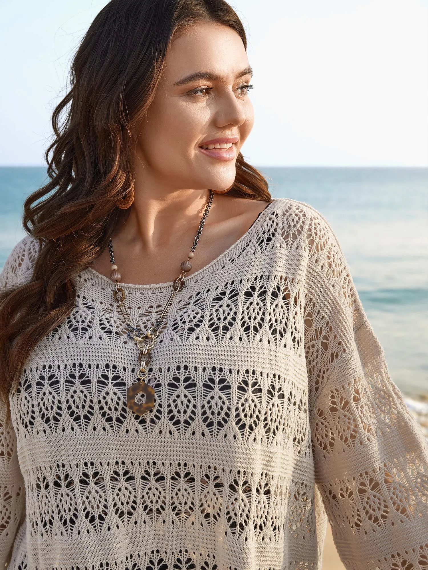 Cut-Out Round Neck Midi Swim Cover-Up sold by Bloomchic product image thumbnail 5