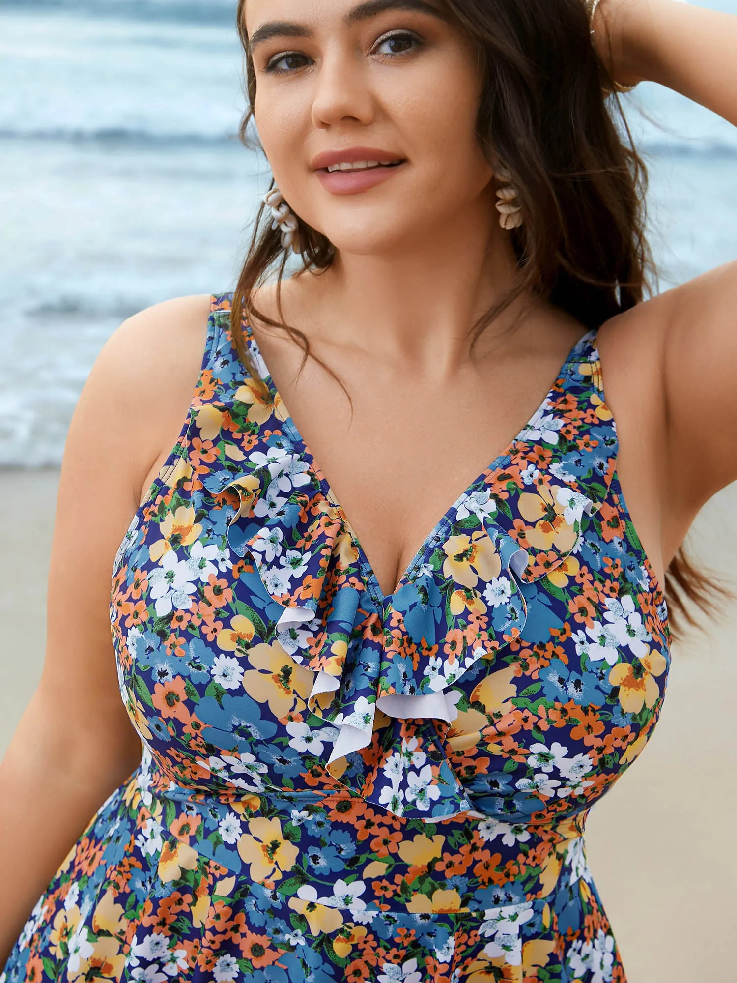 Floral Ruffled Flared Swim Dress sold by Bloomchic product image thumbnail 5