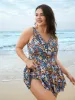 Floral Ruffled Flared Swim Dress sold by Bloomchic