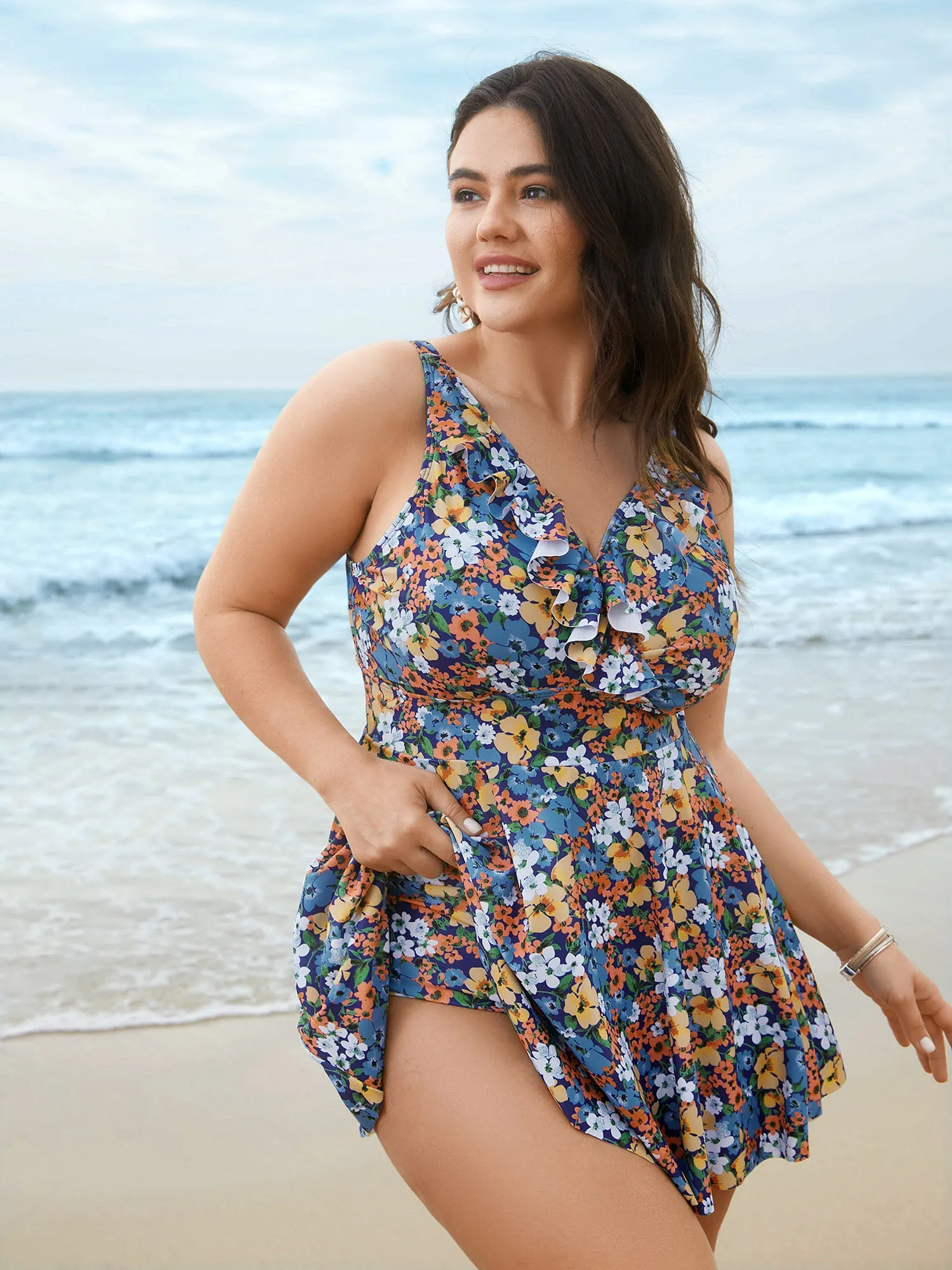 Floral Ruffled Flared Swim Dress sold by Bloomchic product image thumbnail 3