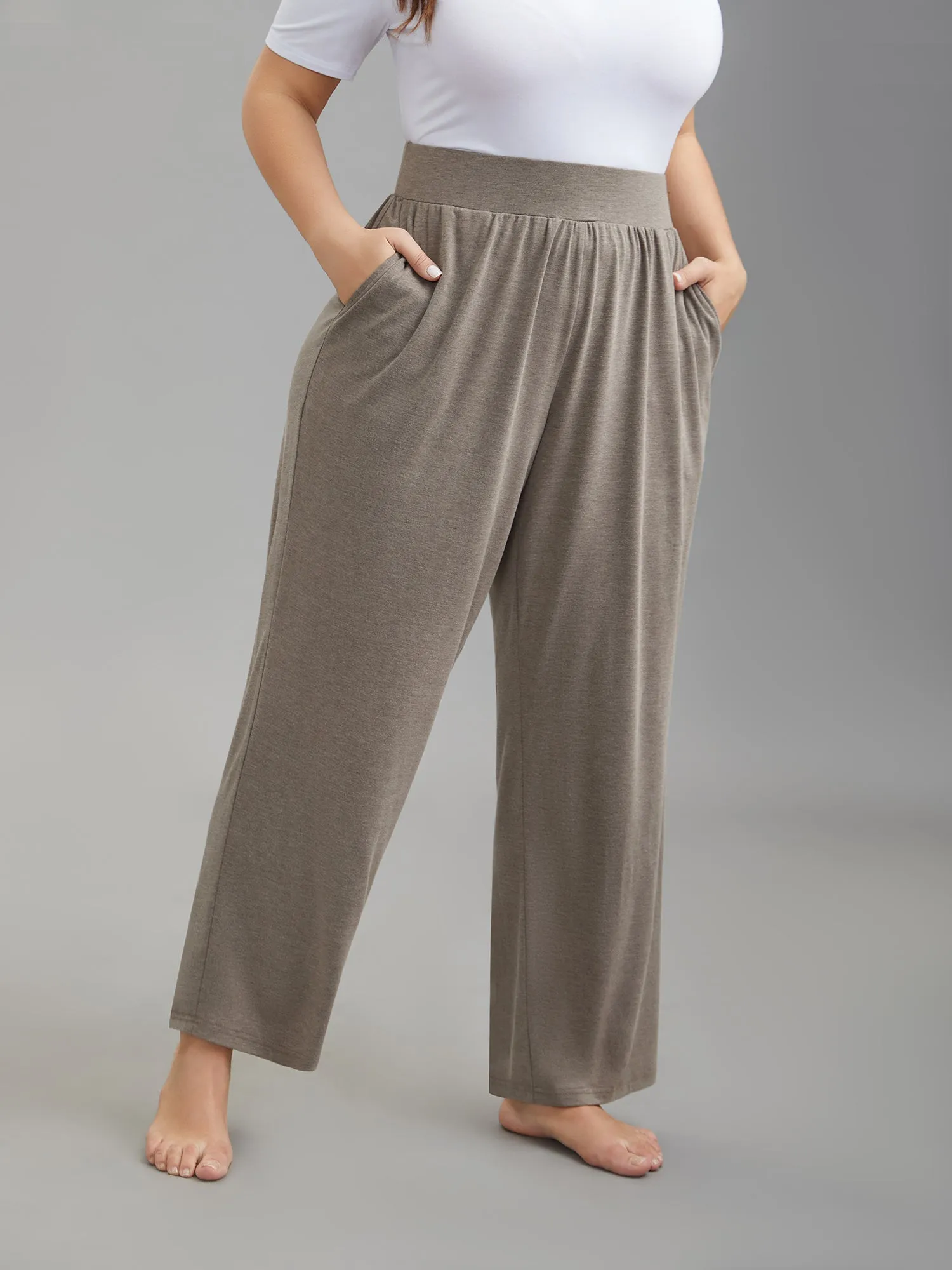 Stretchy Waist Straight-Leg Lounge Bottoms sold by Bloomchic product image thumbnail 3