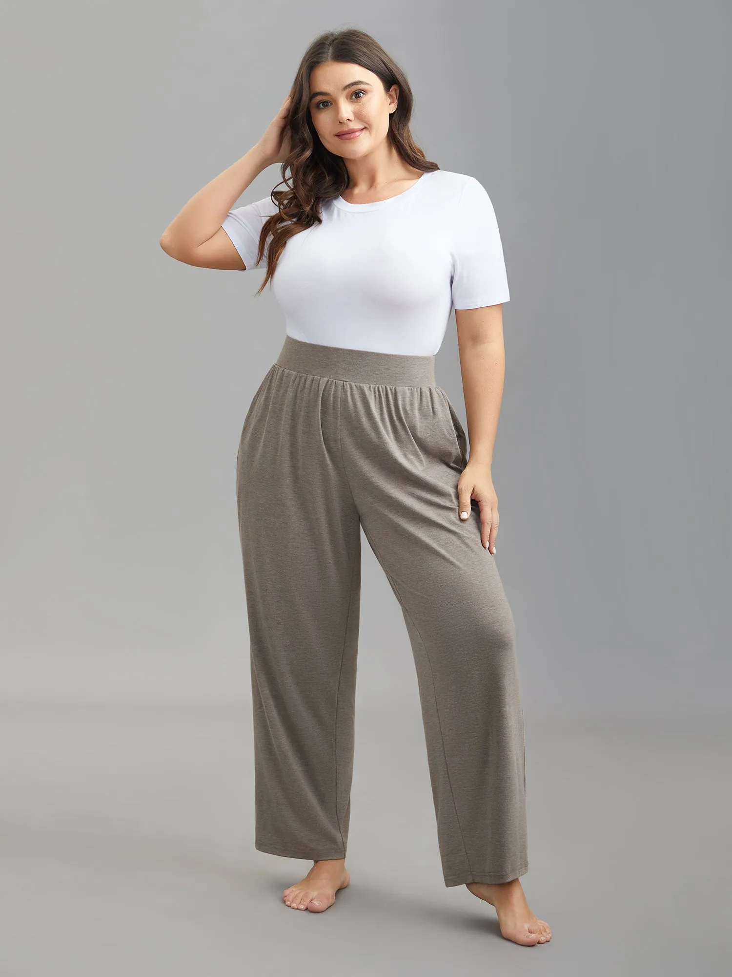 Stretchy Waist Straight-Leg Lounge Bottoms sold by Bloomchic product image thumbnail 2