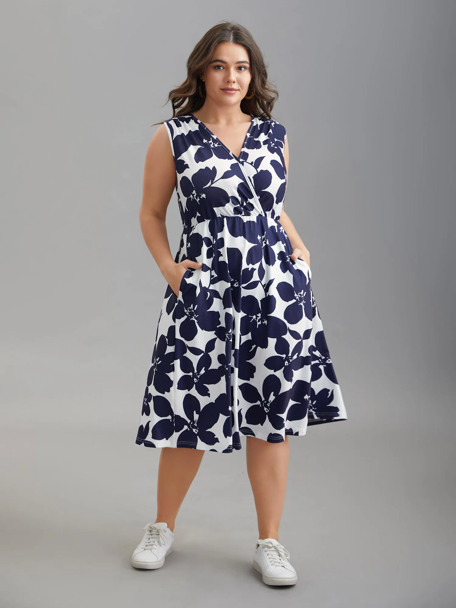 Floral Print Surplice Neck Midi Dress sold by Bloomchic product image thumbnail 3