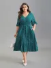 Button Detail Front Tiered Ruffle Sleeve Midi Dress sold by Bloomchic