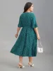 Button Detail Front Tiered Ruffle Sleeve Midi Dress sold by Bloomchic
