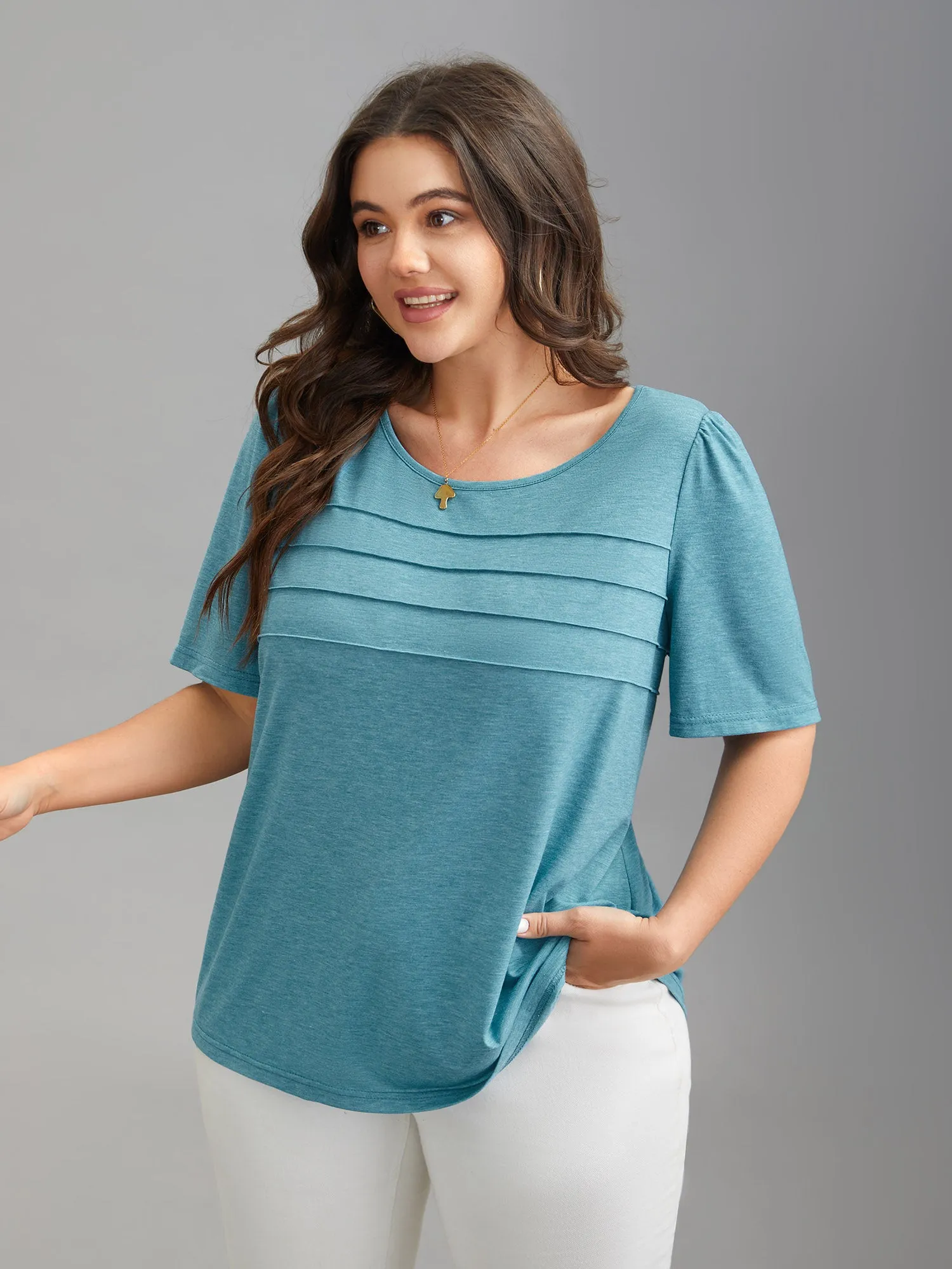 Seamed Round Neck Fitted T-Shirt sold by Bloomchic product image thumbnail 4