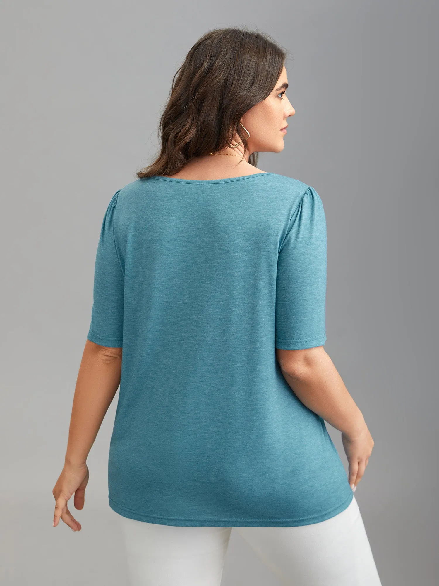 Seamed Round Neck Fitted T-Shirt sold by Bloomchic product image thumbnail 5