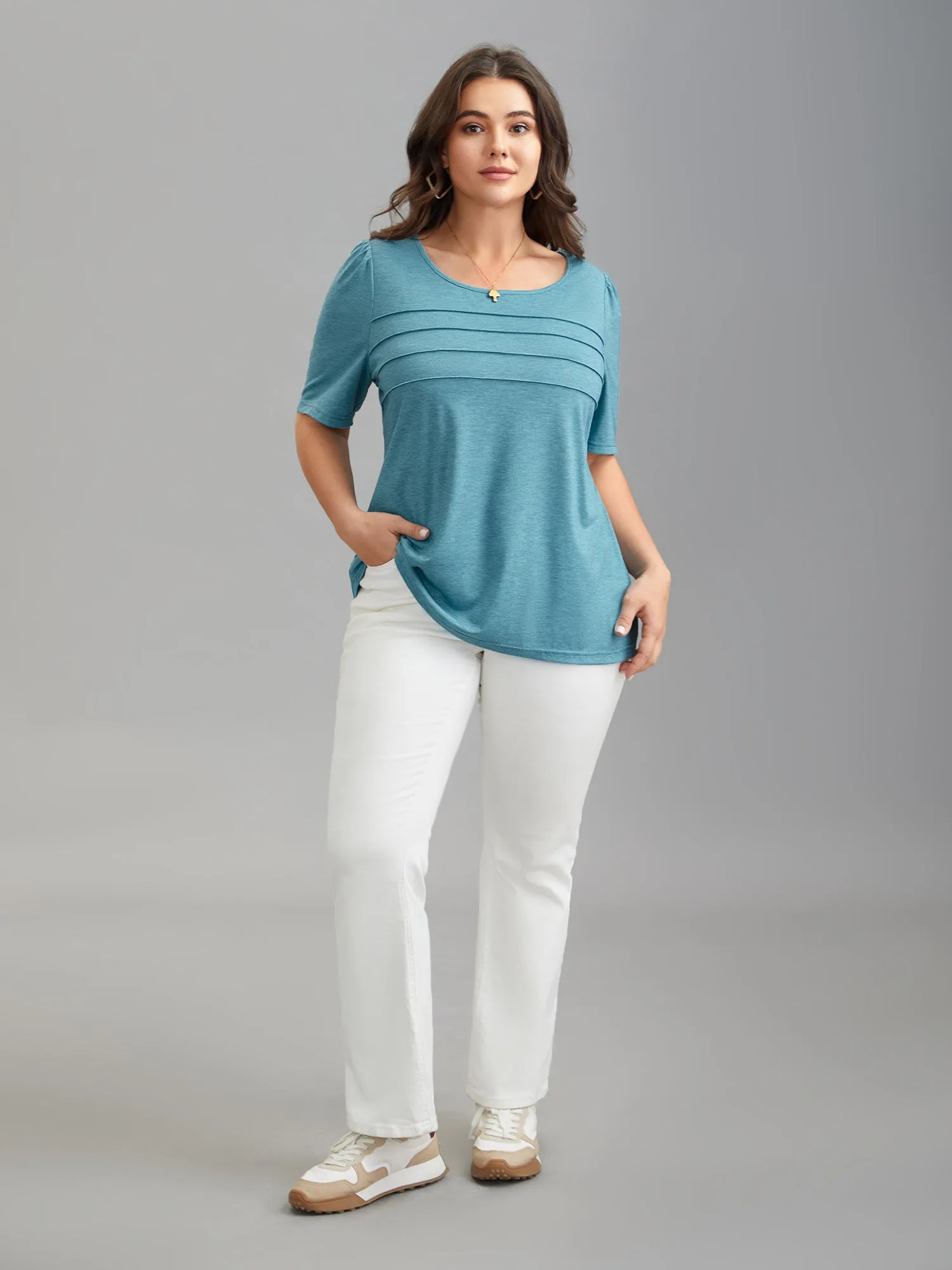 Seamed Round Neck Fitted T-Shirt sold by Bloomchic product image thumbnail 3