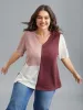 Color Block V-Neck Relaxed Fit T-Shirt sold by Bloomchic
