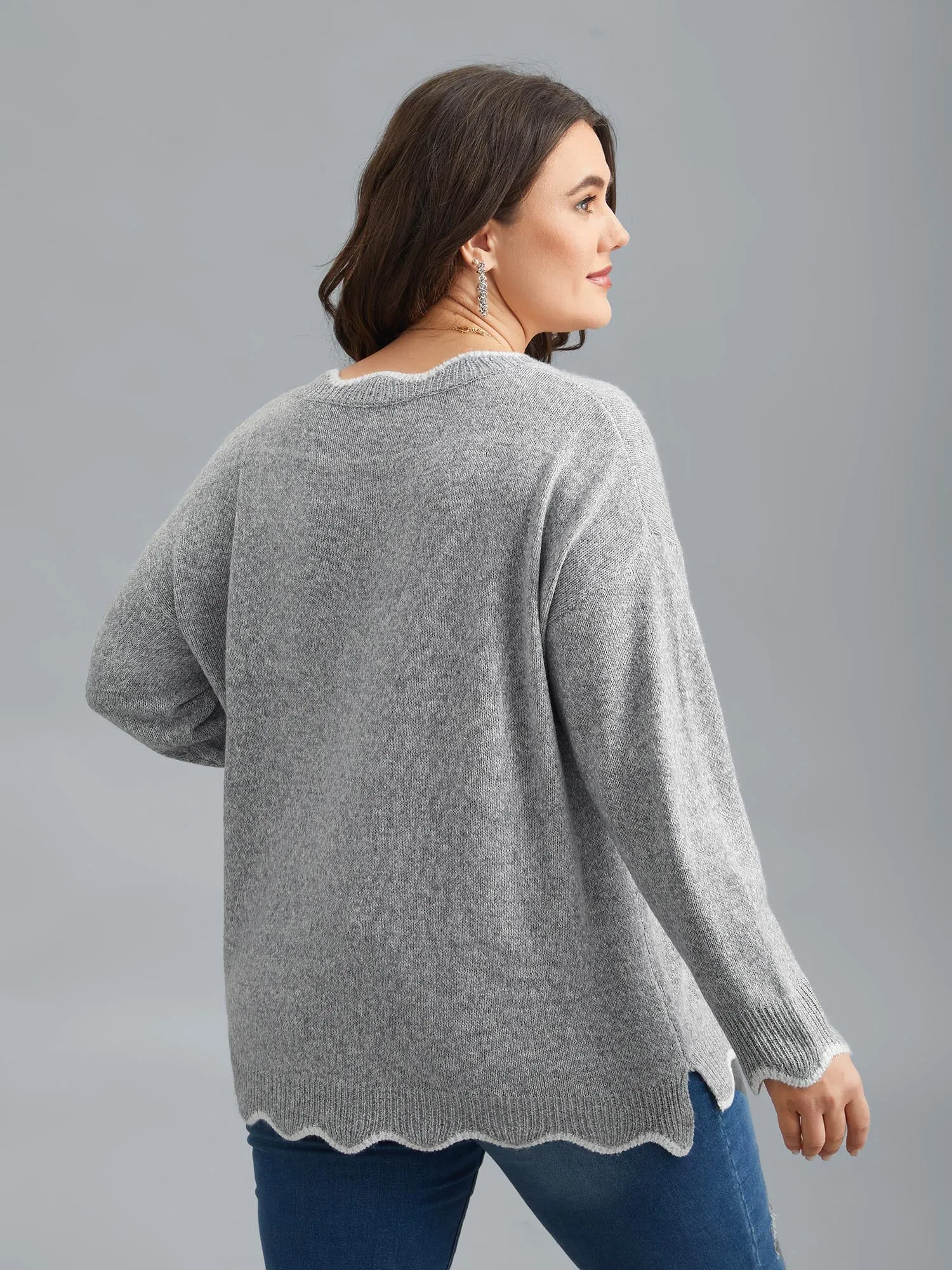 Floral Print Jacquard V-Neck Pullover sold by Bloomchic product image thumbnail 2