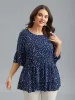 Dots Print Tiered Round Neck Shirt sold by Bloomchic