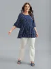 Dots Print Tiered Round Neck Shirt sold by Bloomchic