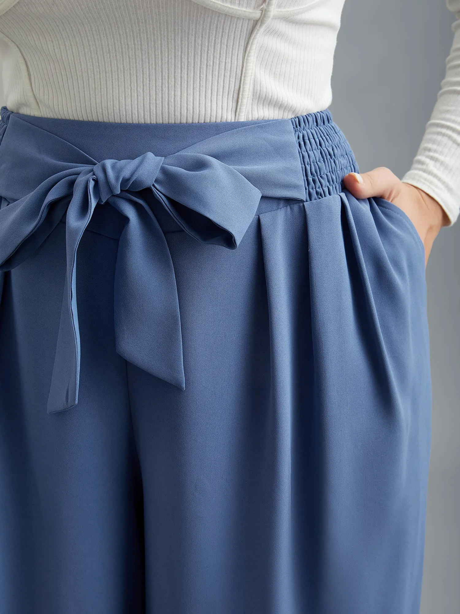 Smocked Waist-Tie Flared Pants sold by Bloomchic product image thumbnail 3