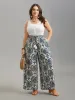 Damask Print Tassel Straight-Leg Pants sold by Bloomchic