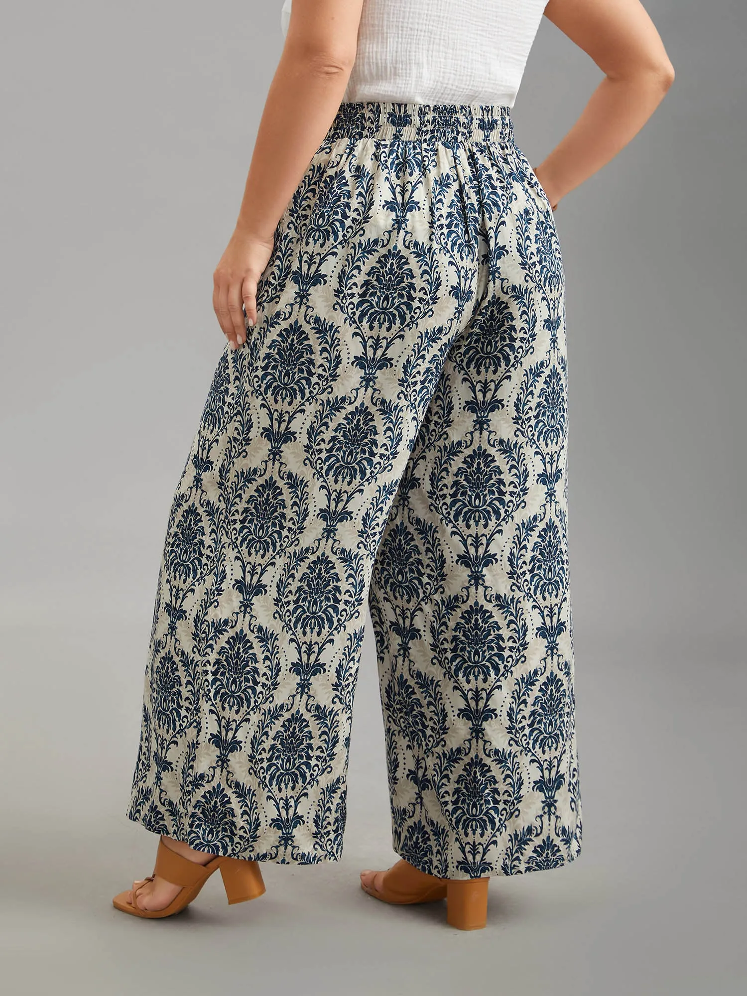 Damask Print Tassel Straight-Leg Pants sold by Bloomchic product image thumbnail 5